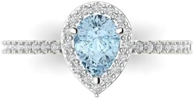 Pear-Cut Aquamarine Engagement Ring in 14k White Gold for Women by Clara Pucci, Perfect for Special Occasions and Everyday Elegance