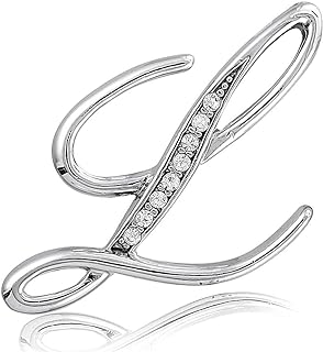 BERRICLE Initial Letter Brooch Pin for Women, Silver-Tone