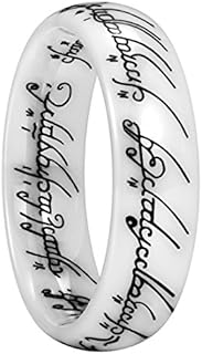 King Will 6mm 7mm White Lord Rings Ceramic Ring One Ring of The Rings Wedding Band for Men Women Comfort Fit High Polished