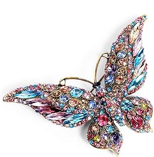 3.74 Inches Vintage Rhinestone Butterfly Brooch Pin Crystal Cute Animal Rhinestones Corsage Pin