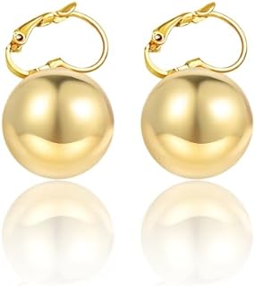 Lever Back 14K Gold Plated Brass Ball Drop Earrings for Women by Esmee Cardenas - Lightweight Sterling Silver Dangle Design