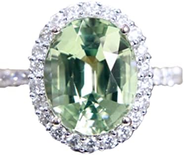 **Title:**  Women's White Gold Plated Sterling Silver Round Light Green Cubic Zirconia Ring, Vintage Floral Design Engagement/Wedding Band, Cocktail Party Gemstone Accessory, Size 6-10