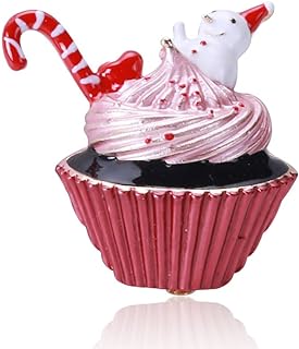 Christmas Cup Cake Lapel Brooch Pin for Women Girls Cupcake Ice Cream Snowman Candy Cane Dessert Enamel Brooches Clip Sweater Scarves Hat Dress Badges Pins Fashion Festive Accessories Jewelry Gifts