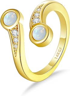 14k Gold Fillled Toe Rings for Women Opal Hug CZ Snake Leaf Adjustable Toe Rings Open Foot Jewelry for Summer