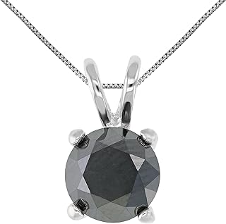1 cttw Diamond Pendant, Black Diamond Pendant Necklace for Women in .925 Sterling Silver with 18 Inch Chain, Prong Setting
