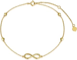 14K Solid Gold Infinity Bracelets Jewelry for Women, Real Gold Love Knot Bracelet Birthday Jewelry for Wife, Mom, Girlfriend, 6.5+1+1 inch