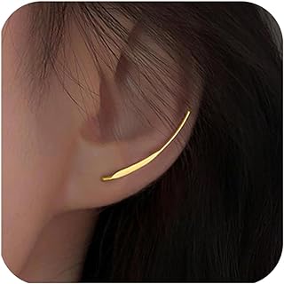 Push-back Black Ear Cuffs in 925 Sterling Silver for Women, Minimalist Climber Design, Perfect for Daughter & Teen, Charming Mother's Day, Graduation, Birthday Jewelry Gift