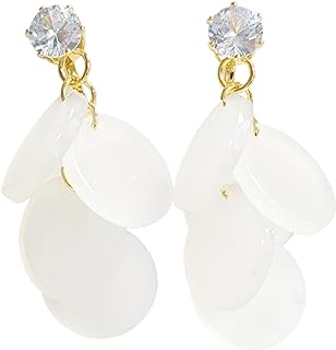 Zinc-Based Cubic Zirconia and Acrylic Clip-On Drop Dangle Earrings - Vibrant Round Disc Design - Perfect Summer Accessory for Women and Girls