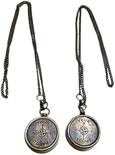 THOR INSTRUMENTS Your Tommy Your Tubbo Compass Necklace Pair - Love Pendent Compass - Your Tubbo Antique Brass Compass Locket Mine Craft