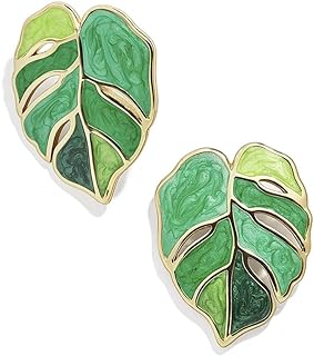 Colorful Sequin Floral Leaf Alloy Stud Earrings with Push Back Finding for Women and Girls