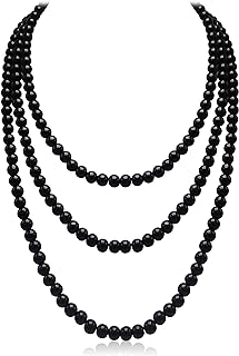 Classic 69" Cream White Faux Pearl Bead Necklace with Ball Chain for Women - Elegantly Layered, No-Clasp Design