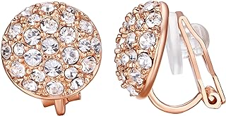 Yoursfs Clip on Earrings for Women 18K Rose Gold Plated with Austrain Crystal Cushioned Clipon Earring