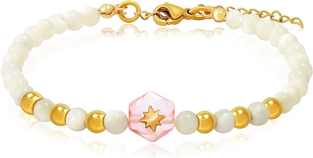 Handmade Selenite & Quartz Bead Bracelet with Cord Chain & Lobster Claw Clasp for Women and Teen Girls - Elegant Healing Crystal Jewelry