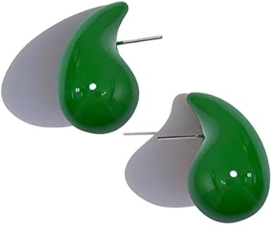 Lightweight Acrylic Chunky 14K Gold Plated Hoop Earrings with Push Back Clasp, Trendy Teardrop Design for Women and Girls