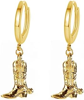 Western Charm Hoop Earrings with Hinged Hoop for Women - Cowgirl Design