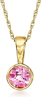 Ross-Simons 0.30 Carat Pink Topaz Pendant Necklace in 14kt Yellow Gold with Spring Ring Clasp and Rope Chain