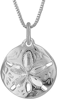 Hawaiian Silver Jewelry Pendant Necklace – 18 Inch Sand Dollars Pendant Charm – Premium Sterling Silver Craftsmanship – Modern and Elegant – Comfortable Women Jewelry Necklace