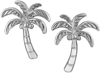 Sterling Silver Coconut Palm Tree Stud Earrings