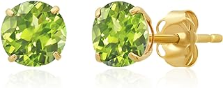 14k Gold Round Stud Earrings for Women | 6mm Birthstone Earrings | Real Gold Gemstone Earrings for Women | Gemstone Stud Earrings for Women by MAX + STONE