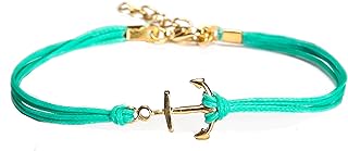 Lobster Claw Clasp Gold Anchor Anklet with Mariner and Cord Chain in Dainty Turquoise Design - Ideal Gift for Her featuring Nautical Minimalist Jewelry
