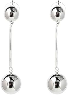 Baroque Ball Bead Dangle Earrings for Women Girl Fashion Geometrical Double Balls Minimalist Polished Drop Dangling Stud Earring Lightweight Fashion Birthday Christmas Party Jewelry Gifts