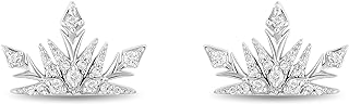 Jewelili Enchanted Disney Fine Jewelry Sterling Silver with 1/5 CTTW Diamonds Elsa Snowflake Stud Earrings
