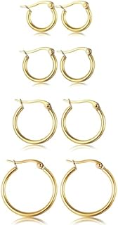 ORAZIO 4 Pairs Stainless Steel Hoop Earrings Set Cute Huggie Earrings for Women,10MM-20MM