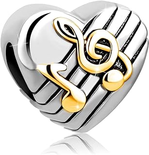 LSxAB Love Music Charm Competible with Pandora Charm Bracelets Women Girls Gold Eighth Note Musician Melody