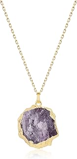 COAI Collier Femme en Acier Inoxydable avec Pendentif Améthyste Brute, Longueur Ajustable de 45 cm, Idéal pour des Occasions Spéciales et Décontractées, Coffret Cadeau Inclus