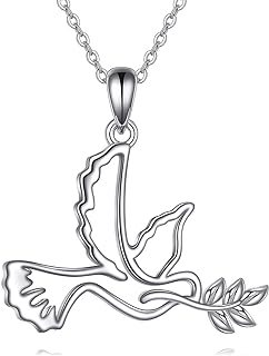 Dove Necklace for Women Sterling Silver Peace Dove Bird Pendant Necklace Dove Jewelry Gift for Women Teens Girls