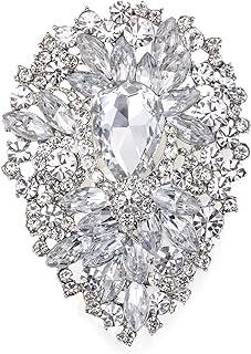 EVER FAITH Women's Oval Rhinestone Crystal Vintage Style Flower Cluster Brooch Pin for Banquet