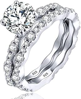 STARCHENIE 1.25Ct Cubic Zirconia Wedding Rings Set for Women Sterling Silver Engagement Wedding Bridal Set,Size5-11