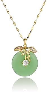 Jade Necklaces Crystal Gold Necklace for Women,Handmade Green Jewelry Cherry Jade Pendant Choker Necklaces Crystal Handmade Necklace Chain for Girls