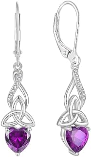 Infinity Celtic Knot Earrings for Women 925 Sterling Silver Dangle Drop Leverback Earirngs with Birthstone Irish Good Luck Jewelry Gifts for Her