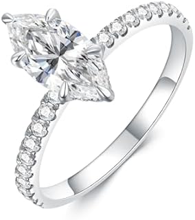 925 Sterling Silver Women's Engagement Ring with 1.5 Carat Marquise Cut Moissanite Stone - Elegant and Affordable Alternative for Diamond Rings
