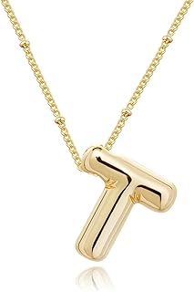 Women's Customizable 14k Gold Plated Brass Cable Chain Necklace with 3D Bubble Letter Design