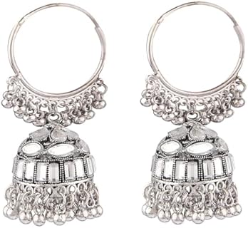 Charming Efulgenz Oxidized Gold Hoop Earrings for Women and Girls, Indian Bollywood Bridal Design with Hinged Hoop Closure – No Gemstone, Elegant Hoop Design