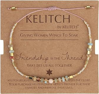 KELITCH Thin Rope Friendship Bracelet Handmade Japanese Seed Bead Adjustable String Bracelets for Women Girls
