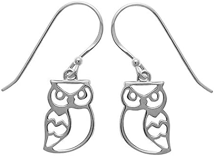 Sterling Silver Boma Jewelry Open Owl Dangle Earrings with Ear-wire Back Finding for Women, Unique Owl Shape Design