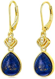 Sterling Silver Lapis Lazuli Drop Earrings with Lever Back - Dainty Dangle Design for Women - Ideal for Boho Wedding Gifts