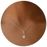 Elegant 14k Gold Plated Brass Necklace with Cubic Zirconia Accents & Lobster Clasp - Dainty Butterfly, Leaf & Flower Design for Women, 16.5 inches +2 inch Extender