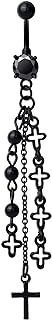 COCHARM Black Dangle Belly Button Rings 14G Halloween Dangle Belly Button Rings Black Gothic Design