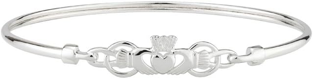 Clasped Claddagh Bangle Sterling Silver Irish Made