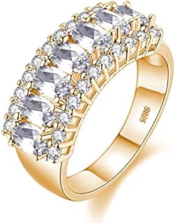 Uloveido Beautiful Women's 7 Stones Wedding Band Oval Cubic Zirconia Engagement Anniversary Rings J501