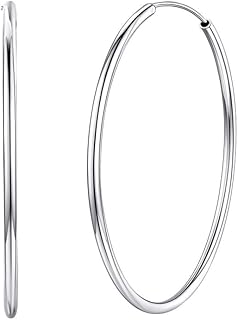 Boucles d'oreilles créoles Silvora en argent sterling 925, disponibles en tailles 30mm/50mm/70mm, flexibles et élégantes, idéales pour un cadeau de mariage, anniversaire ou Saint-Valentin
