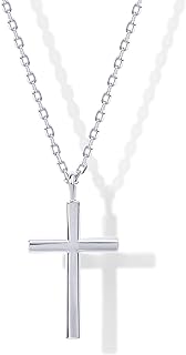 PAVOI 14K Gold Plated Cubic Zirconia Cross Pendant Necklaces for Women | Linear Bezel CZ Religious Cross Faith Pendant Necklace