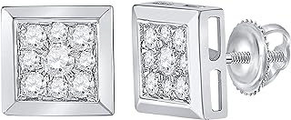 Dazzlingrock Collection 0.5 Carat (ctw) Round Diamond Square Cluster Stud Earrings 1/2 Ctw, 14K White Gold