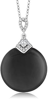 Elegant Sterling Silver Black Onyx Pendant Necklace with 18" Silver Chain and Spring Ring Clasp by Gem Stone King