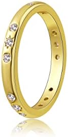 14K Gold Plated Clasp-Style North Star Engagement Ring with Cubic Zirconia for Women, Brass Signet Shape Promise Ring by Tasiso - Size 8