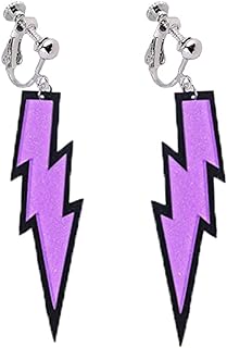 80s Clip on Earrings Acrylic Women Lightning Bolt Clip on Earrings Non Pierced Earrings Halloween Retro Earrings 80's Party Jewelry
